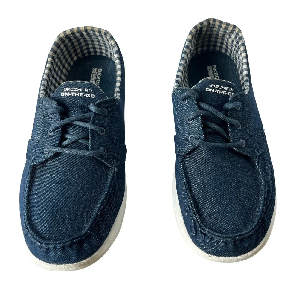 Skechers On-The-Go Boat Shoes Denim Canvas Lightweight Comfort Womens 11